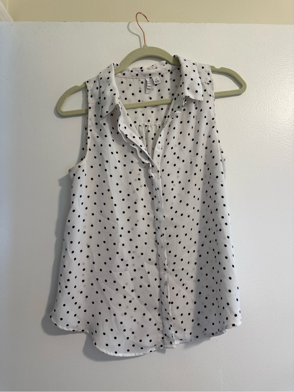 Elle White Sleeveless Polka Dot Button-Front Camisole